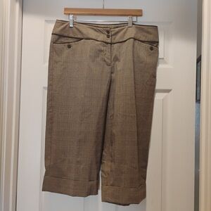 Lane Bryant Women's Brown Plaid Business Casual Capri Pants Size 16